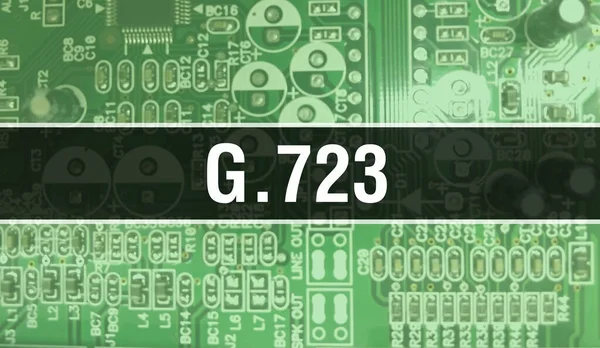 723 Mit Elektronischen Komponenten Auf Integriertem Platinen Background Digital Electronic — Stockfoto
