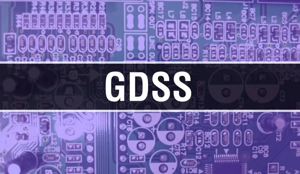 Gdss 설명은 컴퓨터칩을 사용하는 것이다 Gdss 배경을 닫습니다 Gdss 컴퓨터 — 스톡 사진