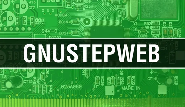 電子計算機ハードウェア技術の背景を持つGnustepweb Electronic Integrated CircuitとGnustepwebを用いたアブストラクト背景 電子回路基板 Gnustepweb Compute — ストック写真