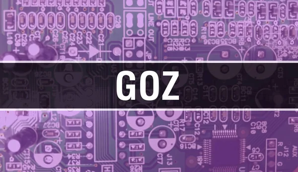 Goz Konzept Mit Computermotherboard Goz Text Auf Technology Motherboard Digital — Stockfoto