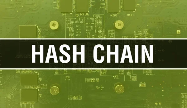 Hash Αλυσίδα Έννοια Ηλεκτρονικό Ολοκληρωμένο Κύκλωμα Στον Πίνακα Κυκλωμάτων Hash — Φωτογραφία Αρχείου