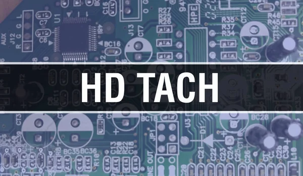 HD Tach text written on Circuit Board Electronic abstract technology background of software developer and Computer script. HD Tach concept of Integrated Circuits. HD Tach integrated circuit an