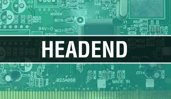 Headend Con Sfondo Della Tecnologia Hardware Del Computer Elettronico Sfondo — Foto Stock