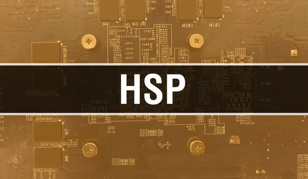 回路基板上の電子集積回路とHspの概念 Hsp Computer Chip Circuit Boardアブストラクト技術の背景とチップは集積回路に近い Hsp Backgrown — ストック写真