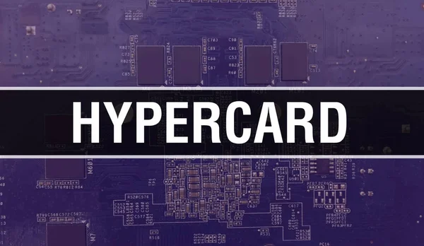 技術マザーボードデジタルとハイパーカード HypercardとComputer Circuit Board Electronic Computer Hardware Technologyマザーボードデジタルチップコンセプト 統合されたハイパーカードを閉じます — ストック写真