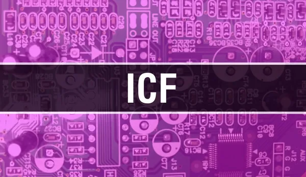 ICF with Electronic Computer Hardware technology background. Abstract background with Electronic Integrated Circuit and ICF. Electronic Circuit Board. ICF with Computer Integrated Circuit Boar