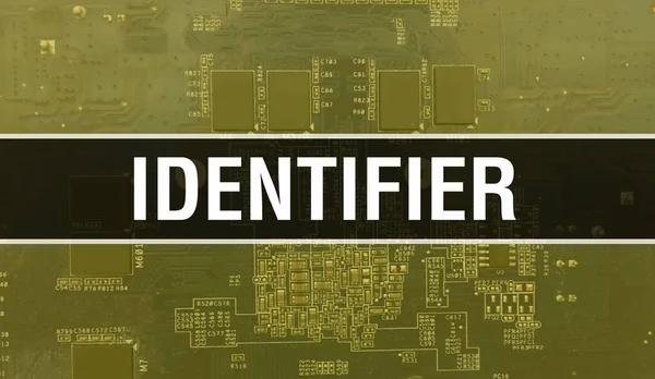 Identifier Concept Met Electronic Integrated Circuit Printplaat Identifier Met Computer — Stockfoto