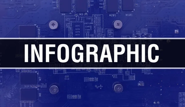 Infographic Electronic Components Integrated Circuit Board Background Digital Electronic Computer — Stock Photo, Image