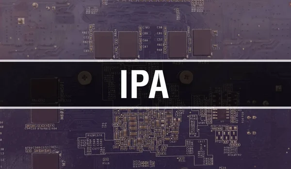回路基板上に電子集積回路を搭載したIpaのコンセプト 回路基板にコンピュータチップを搭載したIpaの技術的背景とチップは集積回路上に閉じ込められています Ipaの背景 — ストック写真