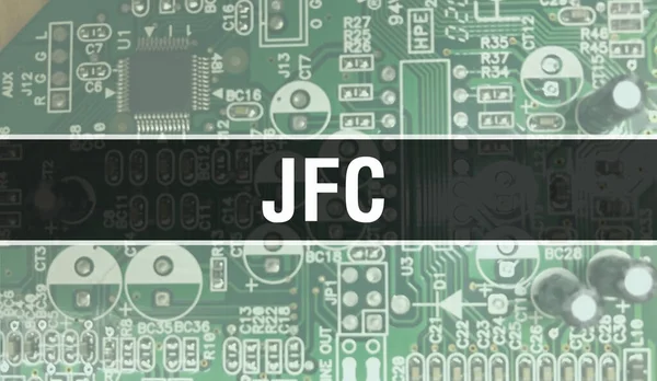 Jfc Koncept Illustration Med Hjälp Datachip Kretskort Jfc Närbild Integrerade — Stockfoto