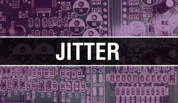 Tekst Jitter Napisany Płycie Obwodu Elektroniczny Abstrakcyjny Tło Technologii Programisty — Zdjęcie stockowe