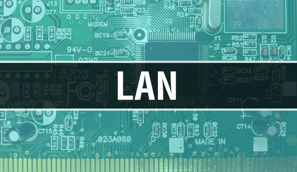 디지털 Lan Lan 컴퓨터 컴퓨터 하드웨어 디지털 회로보어 Lan 닫습니다 — 스톡 사진