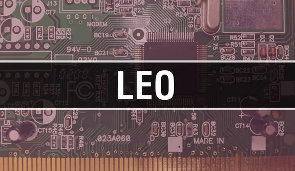 Leo Com Tecnologia Placa Mãe Digital Leo Placa Circuito Computador — Fotografia de Stock