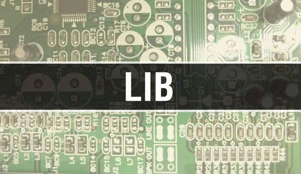 Lib Text Written Circuit Board Electronic Abstract Technology Background Software — Stock Photo, Image
