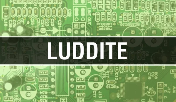 Luddite Dengan Latar Belakang Teknologi Perangkat Keras Komputer Elektronik Latar — Stok Foto