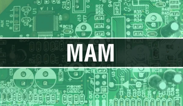 Illustration Concept Mam Utilisant Puce Ordinateur Dans Carte Circuit Mam — Photo