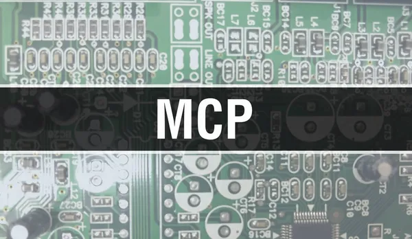 Mcp Concept Met Computer Moederbord Mcp Tekst Geschreven Technology Motherboard — Stockfoto