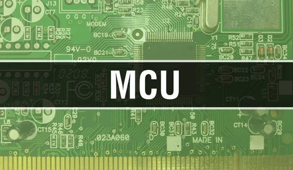 Mcu Mit Technologie Motherboard Digital Mcu Und Computer Circuit Board — Stockfoto