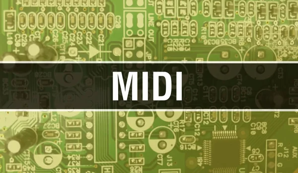 Midi Met Elektronische Computer Hardware Technologie Achtergrond Abstracte Achtergrond Met — Stockfoto