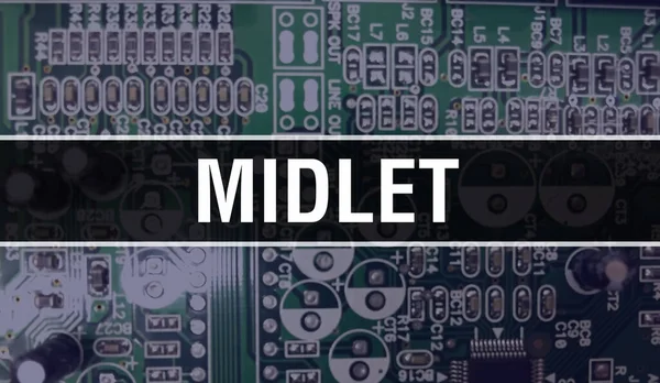 컴퓨터 보드의 Midlet Text Written Technology Motherboard Digital Technology Background — 스톡 사진