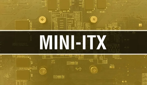 Mini Itx Met Elektronische Componenten Geïntegreerde Printplaat Achtergrond Digitale Elektronische — Stockfoto