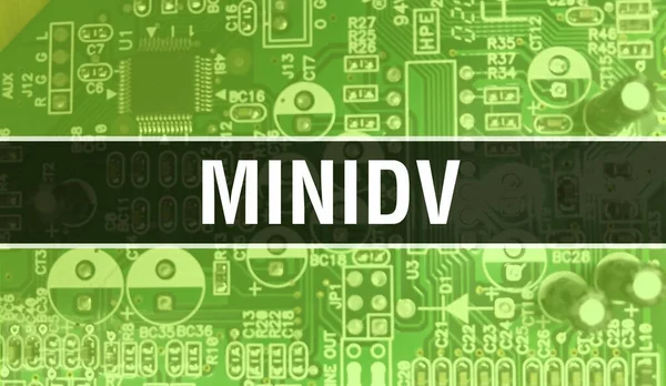 Minidv Koncept Ilustrace Pomocí Computer Chip Obvodové Desce Minidv Close — Stock fotografie