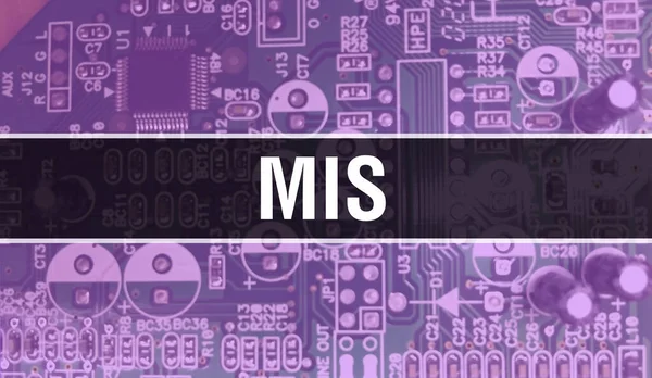 Εικόνα Έννοιας Mis Χρησιμοποιώντας Τσιπ Υπολογιστών Στον Πίνακα Κυκλωμάτων Mis — Φωτογραφία Αρχείου