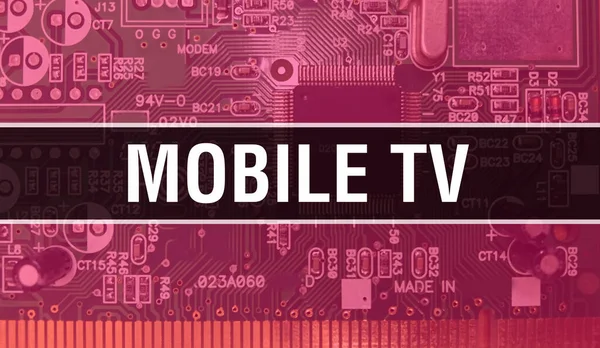 Mobile TV text written on Circuit Board Electronic abstract technology background of software developer and Computer script. Mobile TV concept of Integrated Circuits. Mobile TV integrated circui