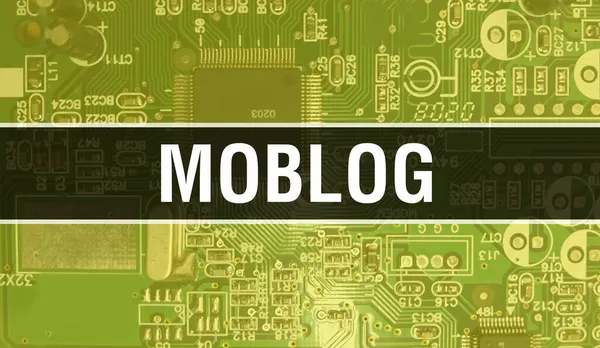 Moblog Met Technology Motherboard Digital Moblog Computer Circuit Board Elektronische — Stockfoto
