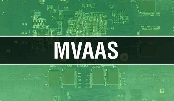 Bilgisayar Anakartlı Mvaas Konsepti Teknoloji Anakartının Dijital Teknolojisi Üzerine Yazılmış — Stok fotoğraf