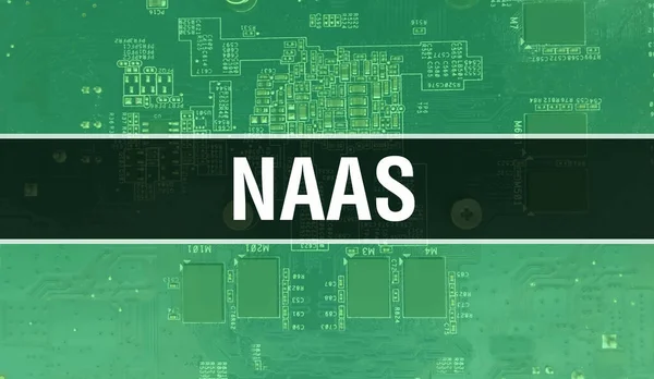 Naas Concept Μητρική Πλακέτα Υπολογιστή Naas Κείμενο Γραμμένο Στην Τεχνολογία — Φωτογραφία Αρχείου