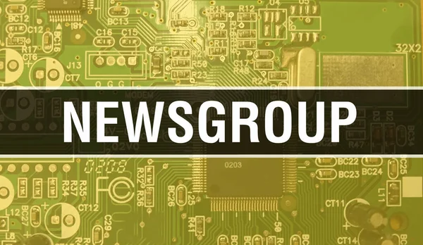 Newsgroup Texto Escrito Circuit Board Electronic Resumo Tecnologia Fundo Desenvolvedor — Fotografia de Stock