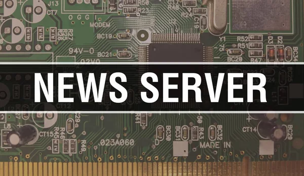 Nieuws Server Concept Illustratie Met Behulp Van Computer Chip Circuit — Stockfoto