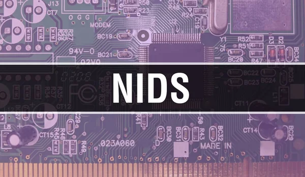 Концептуальная Иллюстрация Nids Использованием Computer Chip Circuit Board Nids Закрывает — стоковое фото