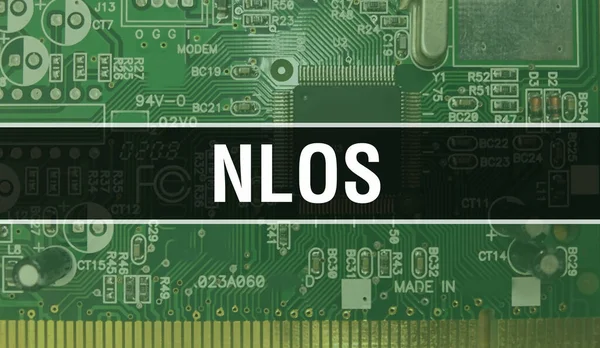 Ilustración Del Concepto Nlos Usando Chip Computadora Placa Circuito Nlos — Foto de Stock