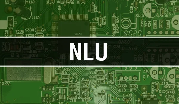 Nlu Konzept Mit Elektronischer Integrierter Schaltung Auf Leiterplatte Nlu Mit — Stockfoto