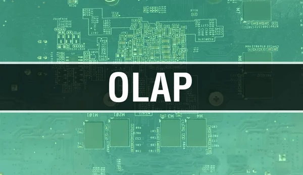 OLAP with Electronic Computer Hardware technology background. Abstract background with Electronic Integrated Circuit and OLAP. Electronic Circuit Board. OLAP with Computer Integrated Circuit Boar