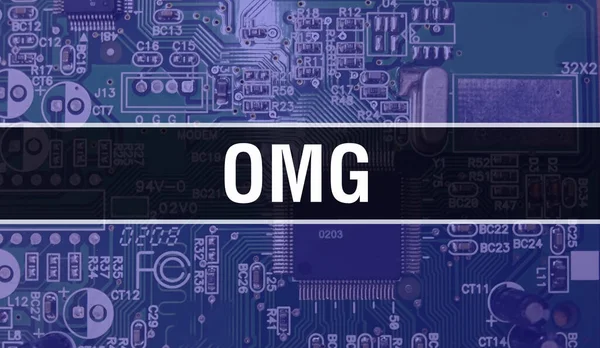 Ilustración Del Concepto Omg Usando Chip Computadora Placa Circuito Omg —  Fotos de Stock