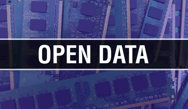 Open Data Konzept Mit Elektronischer Integrierter Schaltung Auf Leiterplatte Open — Stockfoto