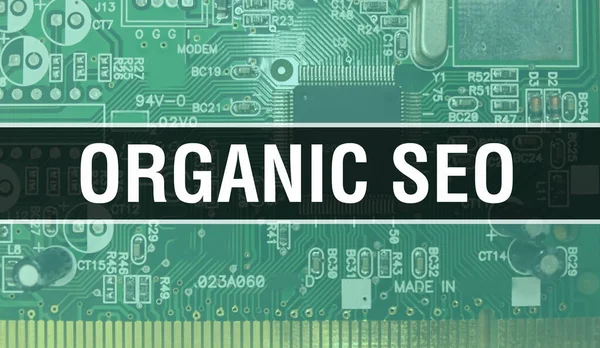 Organic Seo Concept Computer Motherboard Organic Seo Text Written Technology — Stock Photo, Image