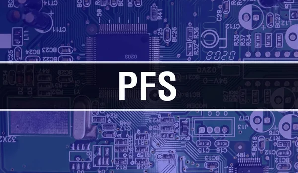 Εικόνα Έννοιας Pfs Χρησιμοποιώντας Τσιπ Υπολογιστών Στον Πίνακα Κυκλωμάτων Pfs — Φωτογραφία Αρχείου