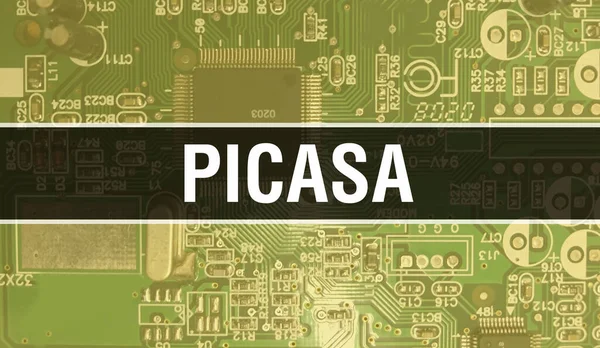 Picasa Koncepció Illusztráció Segítségével Computer Chip Circuit Board Picasa Közeli — Stock Fotó