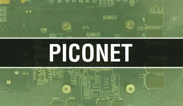 Piconet Elektronikus Komponensekkel Integrált Áramköri Lapon Háttér Digitális Elektronikus Számítógép — Stock Fotó