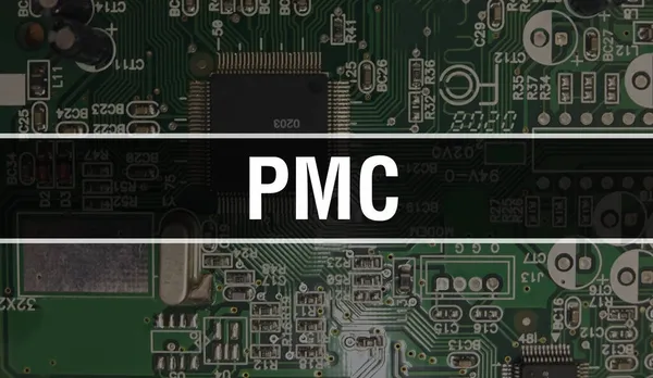 Pmc Concept Illustration Using Computer Chip Circuit Board Pmc Close — Stock Photo, Image