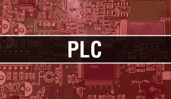 Plc Com Tecnologia Hardware Computador Eletrônico Fundo Fundo Abstrato Com — Fotografia de Stock
