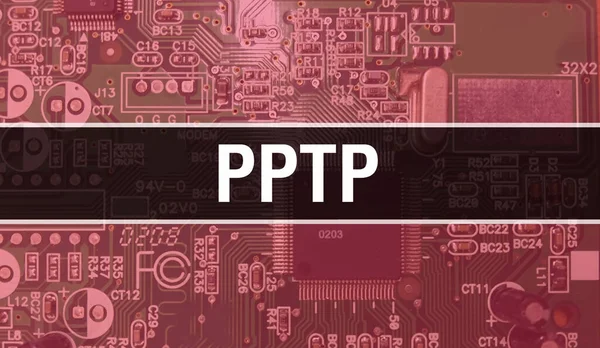 PPTP with Electronic Computer Hardware technology background. Abstract background with Electronic Integrated Circuit and PPTP. Electronic Circuit Board. PPTP with Computer Integrated Circuit Boar