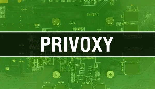 Privoxy with Electronic components on integrated circuit board Background.Digital Electronic Computer Hardware and Secure Data Concept. Computer motherboard and Privoxy. Privoxy Integrated Circuit