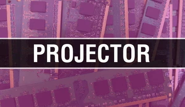 Projector Tekst Geschreven Circuit Board Elektronische Abstracte Technologie Achtergrond Van — Stockfoto