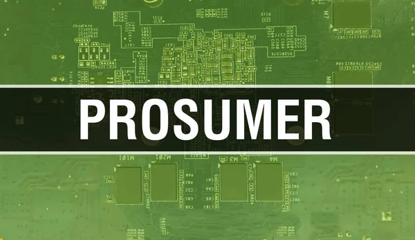 Koncepcja Prosumenta Elektronicznym Układem Scalonym Płytce Drukowanej Prosument Chipem Komputerowym — Zdjęcie stockowe