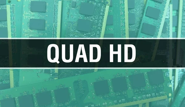 Quad Tekst Geschreven Circuit Board Elektronische Abstracte Technologie Achtergrond Van — Stockfoto